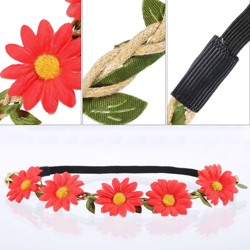 Bememo 12 Pieces Flower Headband Girl Women Daisy Flower Crown Hippie Floral Wreath Headband for Festival Wedding Bridal Party (Classic) - Image 5